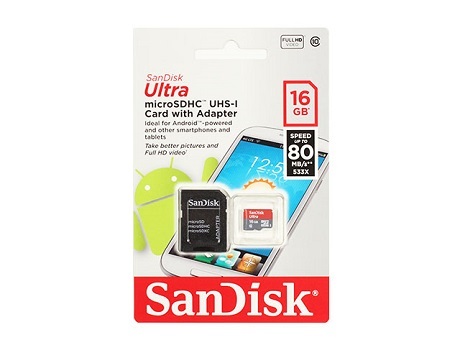 Карта памяти micro SD 16Gb Sandisk class 10 с адаптером UHS