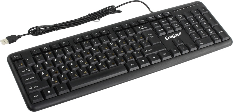 Клавиатура Exegate LY-331L (USB, шнур 2м, черная, 104Кл, Enter большой) Color box (263906)