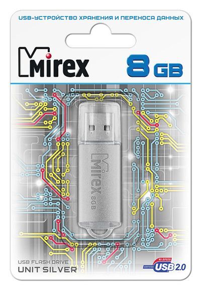 Накопитель USB 8Gb Mirex UNIT SILVER