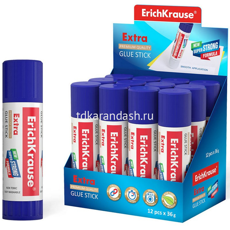Клей-карандаш ErichKrause Extra, усиленный, 36 г