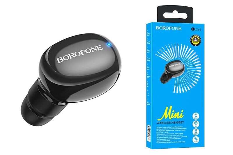 Bluetooth-гарнитура BOROFONE BC34 мини черный