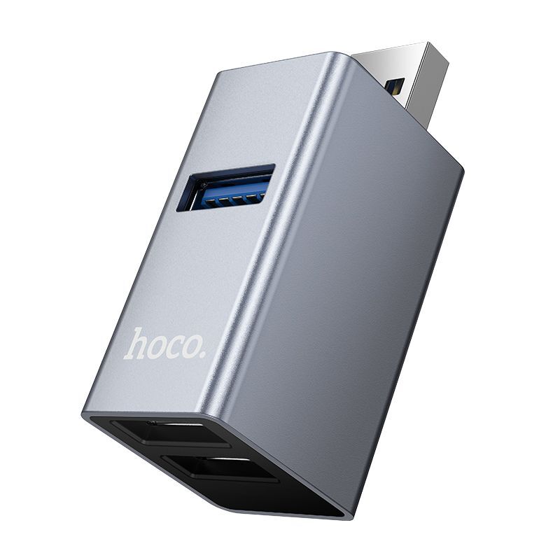 USB хаб HOCO HB54 (2USB2.0+1USB3.0) металлик