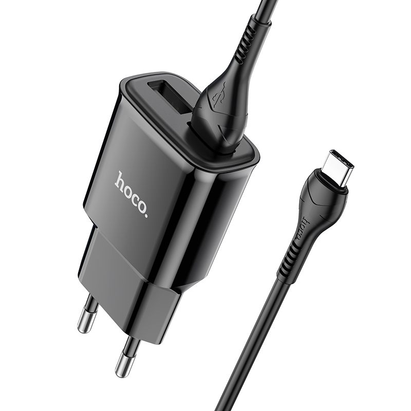 СЗУ Hoco C88A, 2USB, 2.4A + Type-C 1м, черный