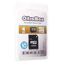 Карта памяти micro SD 4Gb OltraMax class 10 с адаптером