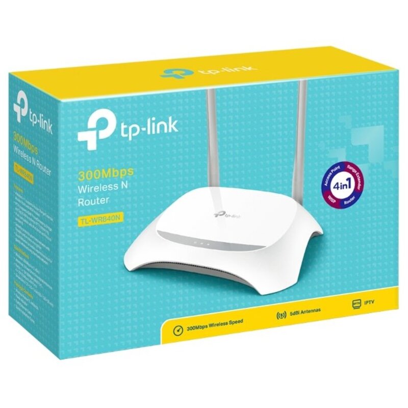 Маршрутизатор беспроводной TP-LINK TL-WR840N (300Мбит/с, 4 порта 100 Мбит/с)