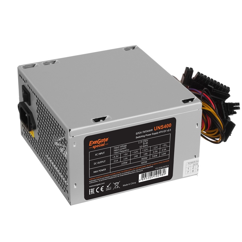 Блок питания 500W ATX Exegate Special UNS500 (12cm fan/24p+4p/6/8p PCI-E/3xSATA/2xIDE/FDD) (261569)