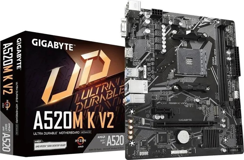 Плата Gigabyte AM4 A520M K V2 2xDDR4, PCI-Ex16 HDMI/DSub SATA3 M2 USB3.2 mATX