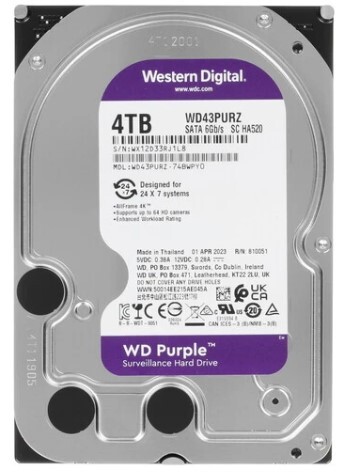 Жесткий диск SATA-3 4Tb WD Purple 5400rpm [WD43PURZ] Cache 256MB EU/CN