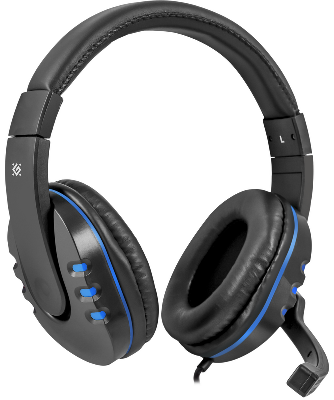 Гарнитура полноразмерная Defender Warhead HN-G160, игровая, 2.5м, 2*AUX 3.5мм, черный/синий