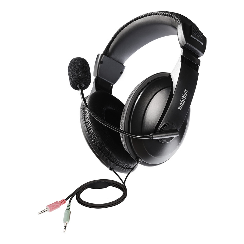 Гарнитура полноразмерная SmartBuy COMMANDO, игровая, 2.5м, 2*AUX 3.5мм, черный