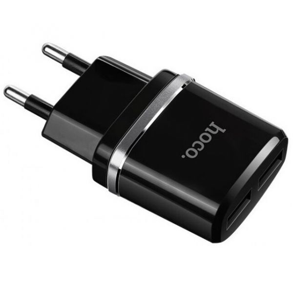 СЗУ Hoco C12, 2USB, 2.4A, черный