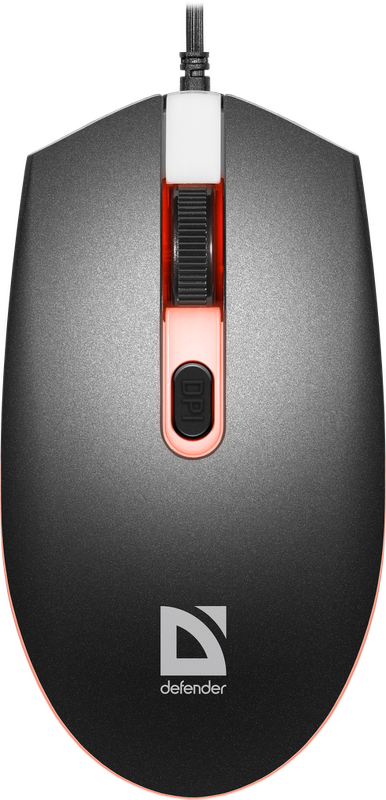 Мышь DEFENDER Dot MB-986, подсвет.7цв.,пров.,опт.,5кн., 1000-1600dpi, черный