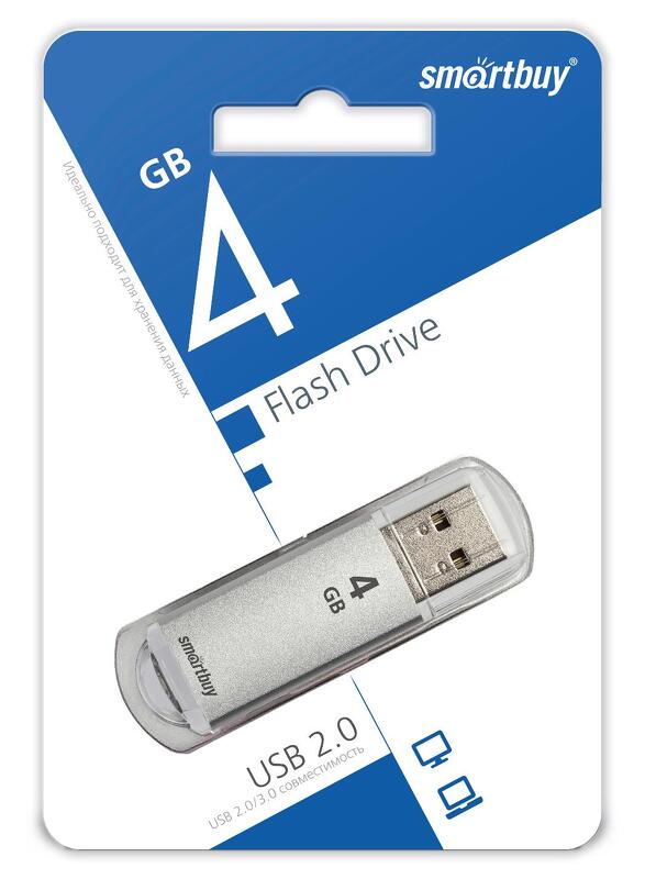 Накопитель USB 4Gb SmartBuy V-Cut (silver)