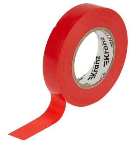 Изолента KRANZ 0.13х15 мм, 25 м, красный