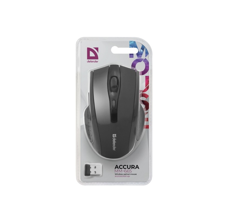 Мышь DEFENDER Accura MM-665 беспр. Black (черный.) 6 кнопки, 800-1200dpi
