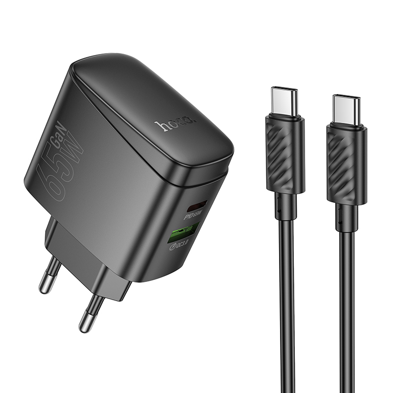 СЗУ Hoco CS63A, 1USB/1Type-C, QC3.0+PD65W, 3A + Type-C/Type-C 1м, черный