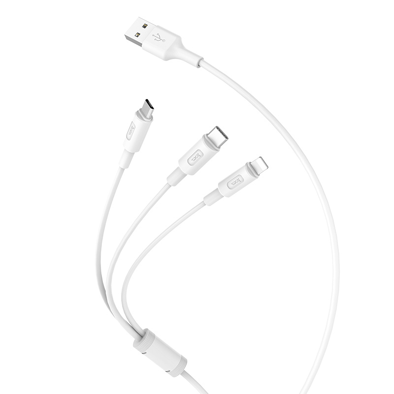 Кабель HOCO micro+ lightning+ Type- c X25, белый (80176)