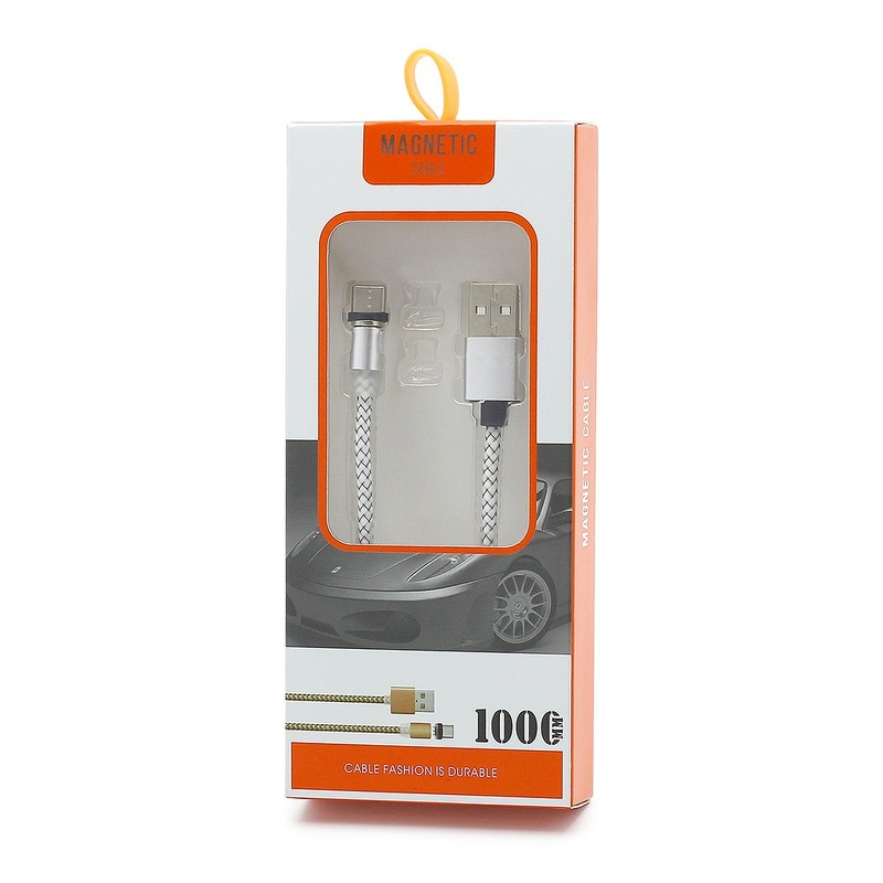 Кабель micro USB Magnetic (100 см/магнитный/плетеный) серебристый