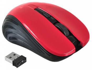 Мышь Oklick 545МW 1600dpi USB беспров., черный/красный