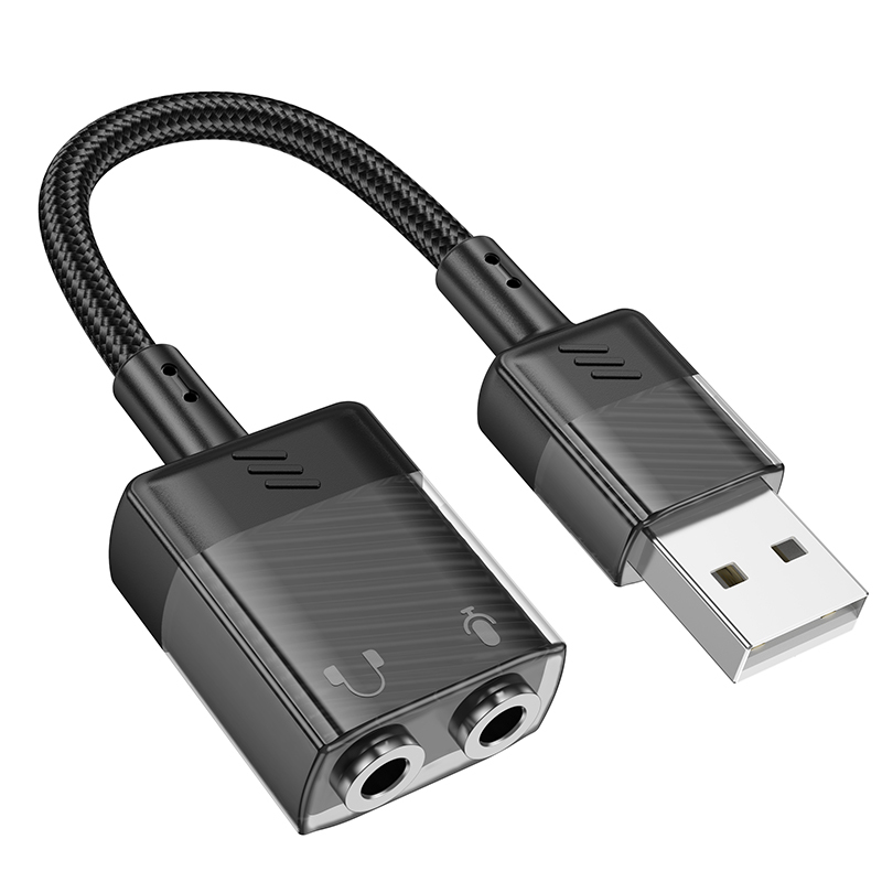 Звуковая карта Hoco LS37 USB - 2*AUX 3.5мм, черный