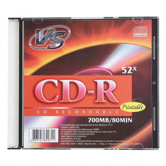 Диск VS CD-R 700Mb 52x Slim Ink Print