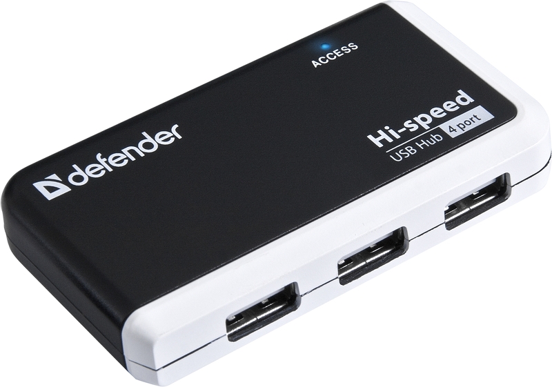 USB-хаб DEFENDER Quadro Infix, USB 2.0, 4 порта, черный