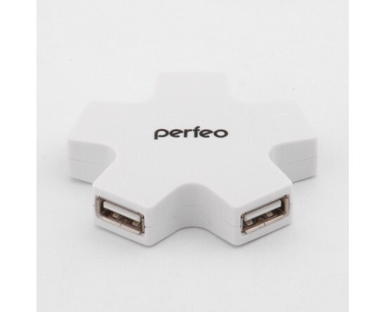 USB-хаб Perfeo 6098H белый, на 4 порта																