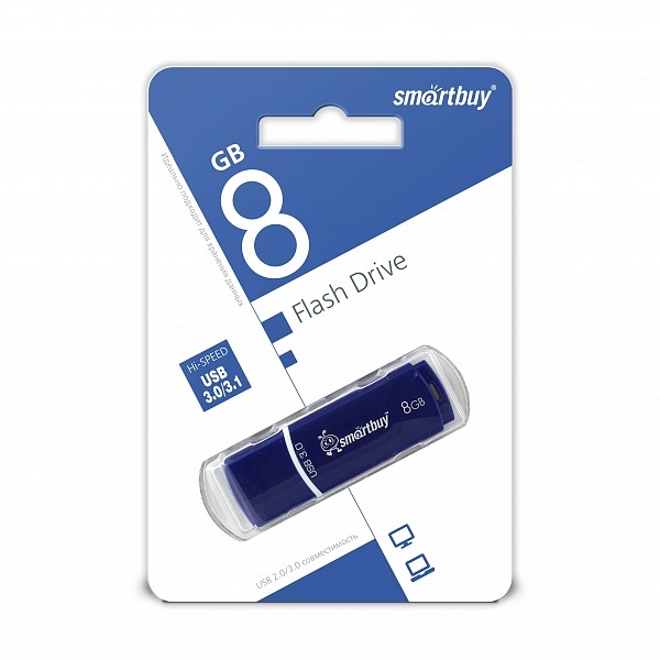 Накопитель USB 8Gb SmartBuy Crown series (blue) 3.0