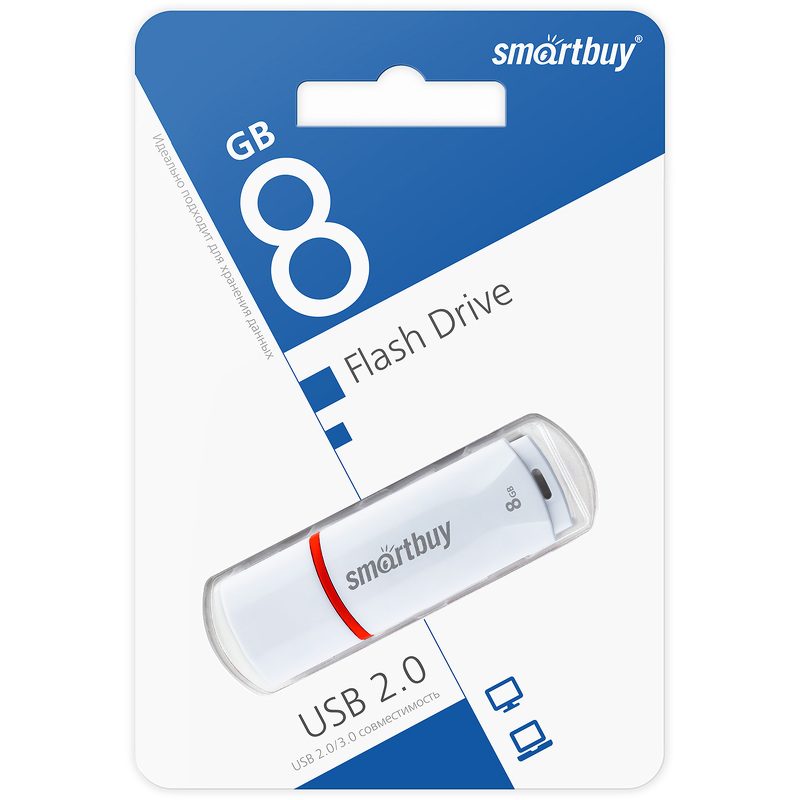 Накопитель USB 8Gb SmartBuy Crown series (white)