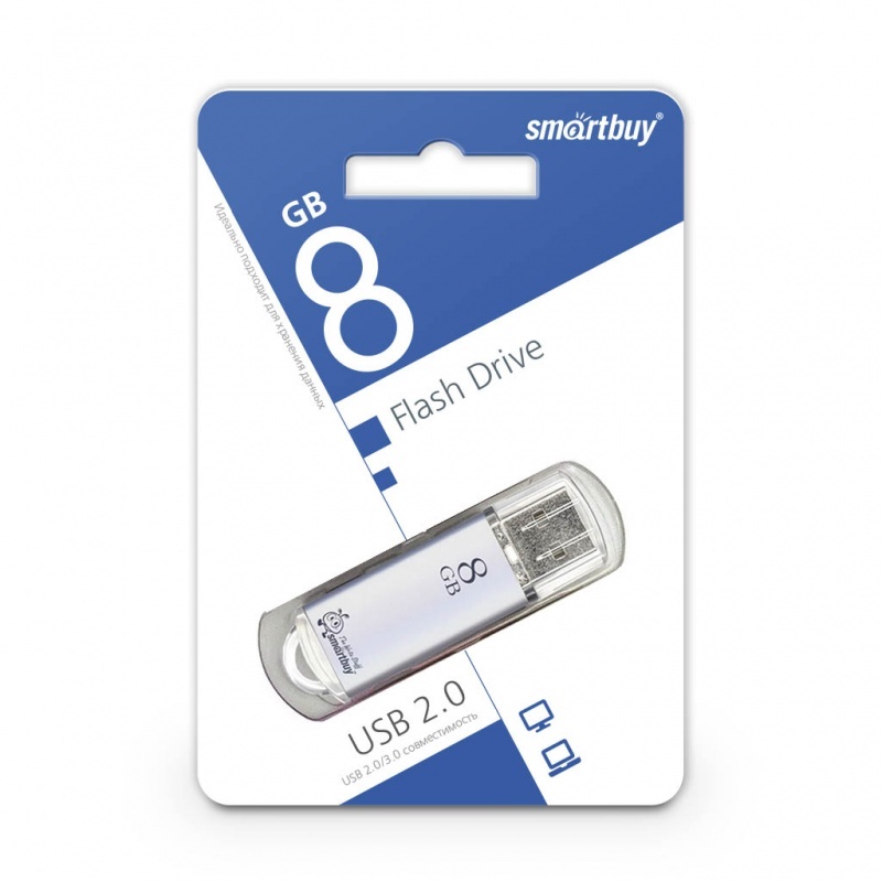 Накопитель USB 8Gb SmartBuy V-Cut (silver)