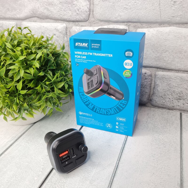 FM modulator STARK CM05, 2USB/BT5.0, QC3.0, 12V, черный