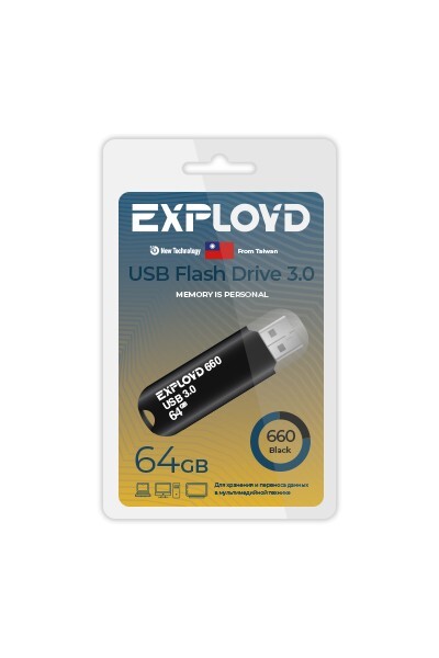 Накопитель USB 64Gb Exployd 660 Black 3.0
