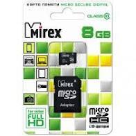 Карта памяти micro SD  8Gb Mirex class 10 с адаптером
