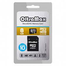 Карта памяти micro SD 8Gb OltraMax class 10 с адаптером
