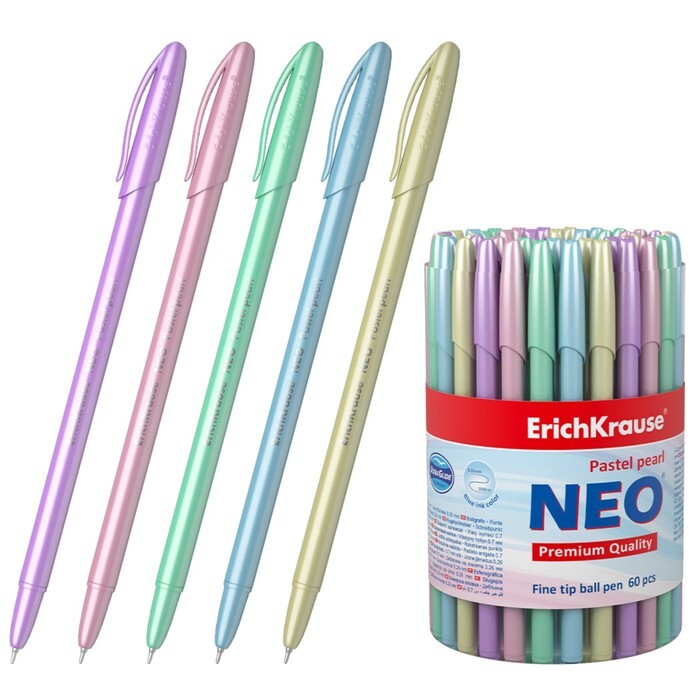 Ручка шариковая ErichKrause Neo Pastel Pearl, перламутровый корпус, игольчатый узел 0.7 мм, чернила 