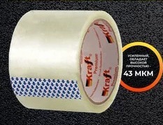 Скотч широкий прозрачный Kraft Premium 72мм/43мкм/100м