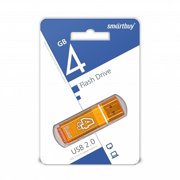 Накопитель USB 4Gb SmartBuy Glossy series (orange)