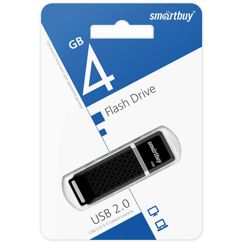 Накопитель USB 4Gb SmartBuy Quartz (black)