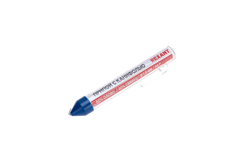 Припой Rexant ПОС-60 с канифолью 20 гр.d=1.0 мм (Sn60 Pb40 Flux 2/2%) 09-3103