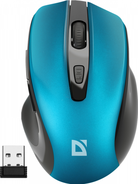 Мышь DEFENDER Prime MB-053, беспр.,опт.,6кн., 800-1600dpi, бесшумная, бирюзовый